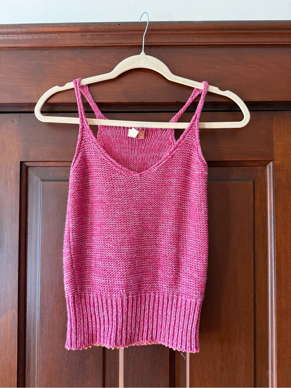 Pilcro Pink Knit V-Neck Tank with Slim Straps